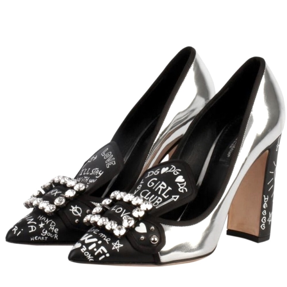 Dolce & Gabbana Mirrored Graffiti Pumps